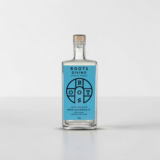 Roots Divino Bianco – vermouth apéritif sans alcool vin grec désalcoolisé herbes méditerranéennes romarin thym gentiane 70cl